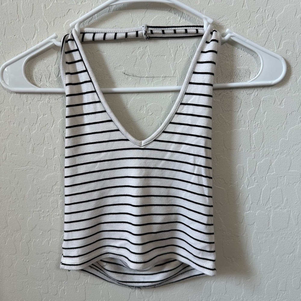 Brandy Melville Black and White Backless Crop Tank Top